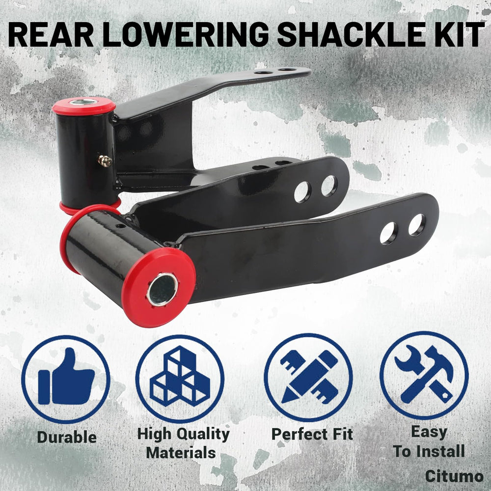 Citumo Silverado/Sierra 2in rear lowering shackle side view highlights sturdy construction and ride height change