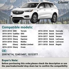 Citumo compatibility guide highlighting Camaro, Malibu, and Equinox models.