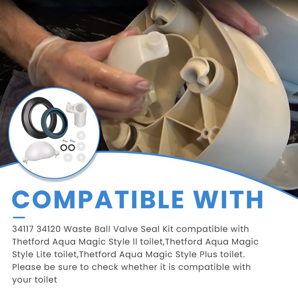 Ciuouient waste ball kit assembly with drive arm and seals aids installation