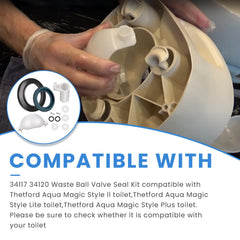 Ciuouient waste ball kit assembly with drive arm and seals aids installation