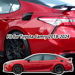 CKE Camry fuel tank cover glossy black side profile showing sleek exterior upgrade.