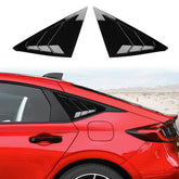 CKE rear side window louvers for Civic Hatchback in glossy black, adding a sporty touch.
