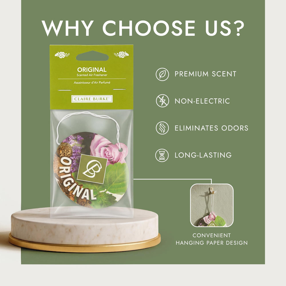 Claire Burke Original car-use display showing easy placement and scent boost