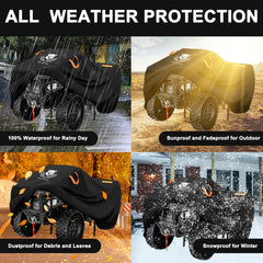 ClawsCover ATV cover 88-inch elastic hem provides a snug fit.