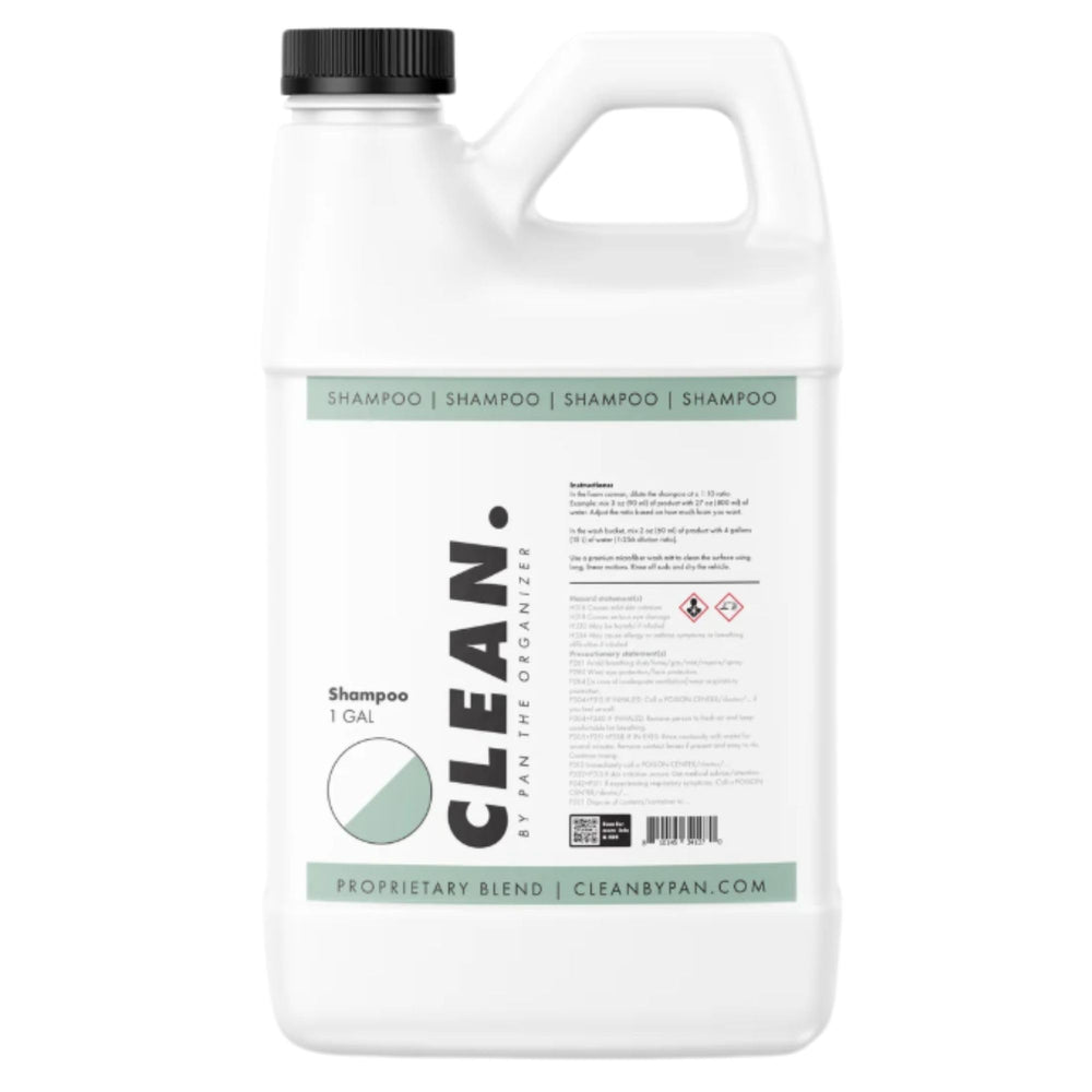 CLEAN. Shampoo bottle being poured for safe, high-lubrication washing.