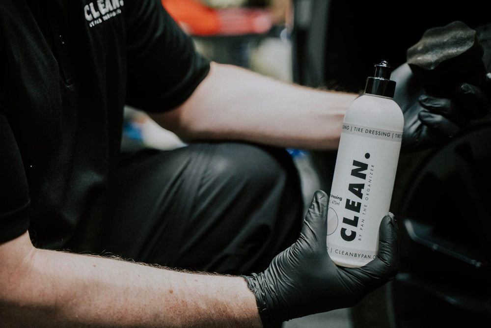 CLEAN. Tire Dressing V2 on tires and trim provides UV protection and grime resistance.