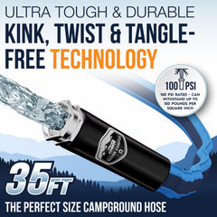 Clean Camper lead-free and BPA-free hose supports safe drinking water.