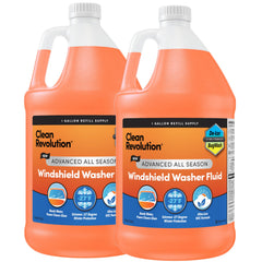 Clean Revolution Advanced Windshield Fluid front bottle for all-season clarity.