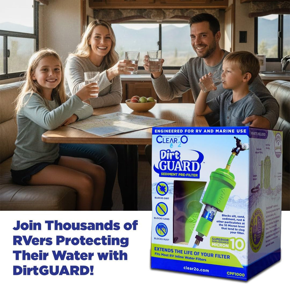 CLEAR2O DirtGUARD connected to an RV water line for smoother flow