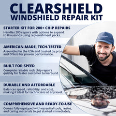 Clearshield resin syringes and applicators for precise chip repair and clear results