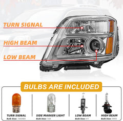CLERYYE headlight assembly for GMC Terrain right side with amber reflector boosts daytime visibility.
