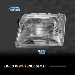 CLERYYE headlight for Ford Ranger 1993-1997 right with chrome housing for clear illumination