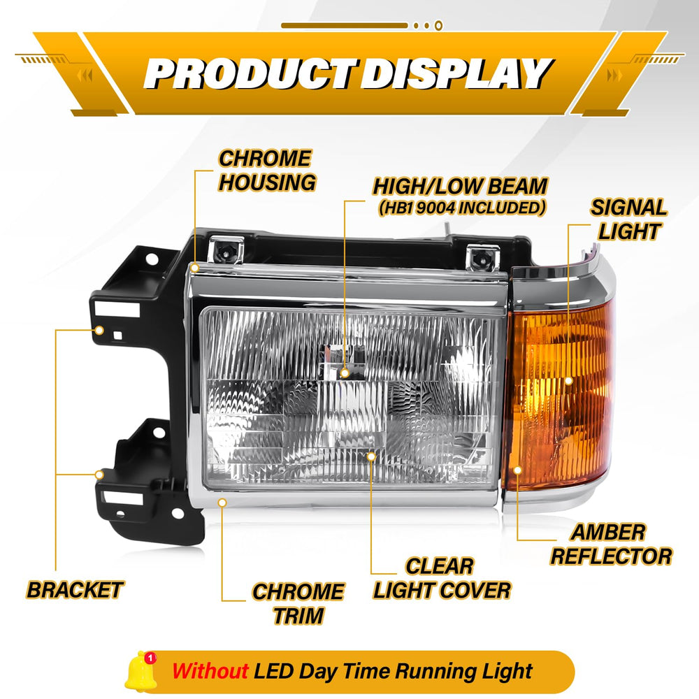 Cleryye headlight assembly with chrome right for Ford Bronco enhances front visibility.