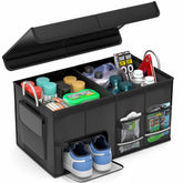 CLESOO car trunk organizer 50L with lid open showing spacious compartments