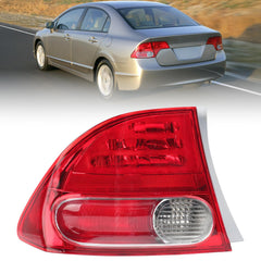 Clidr tail light for Honda Civic left, front view with bright red lens for visibility.