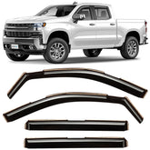 CLIM ART rain guards on Chevrolet Silverado front left window improve airflow.