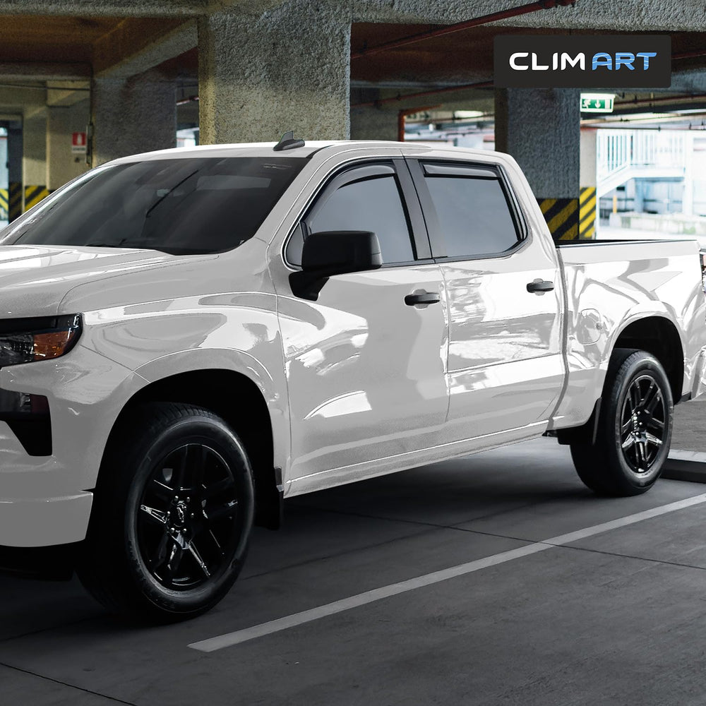 CLIM ART rain guards GMC Sierra front left enhances cabin ventilation.