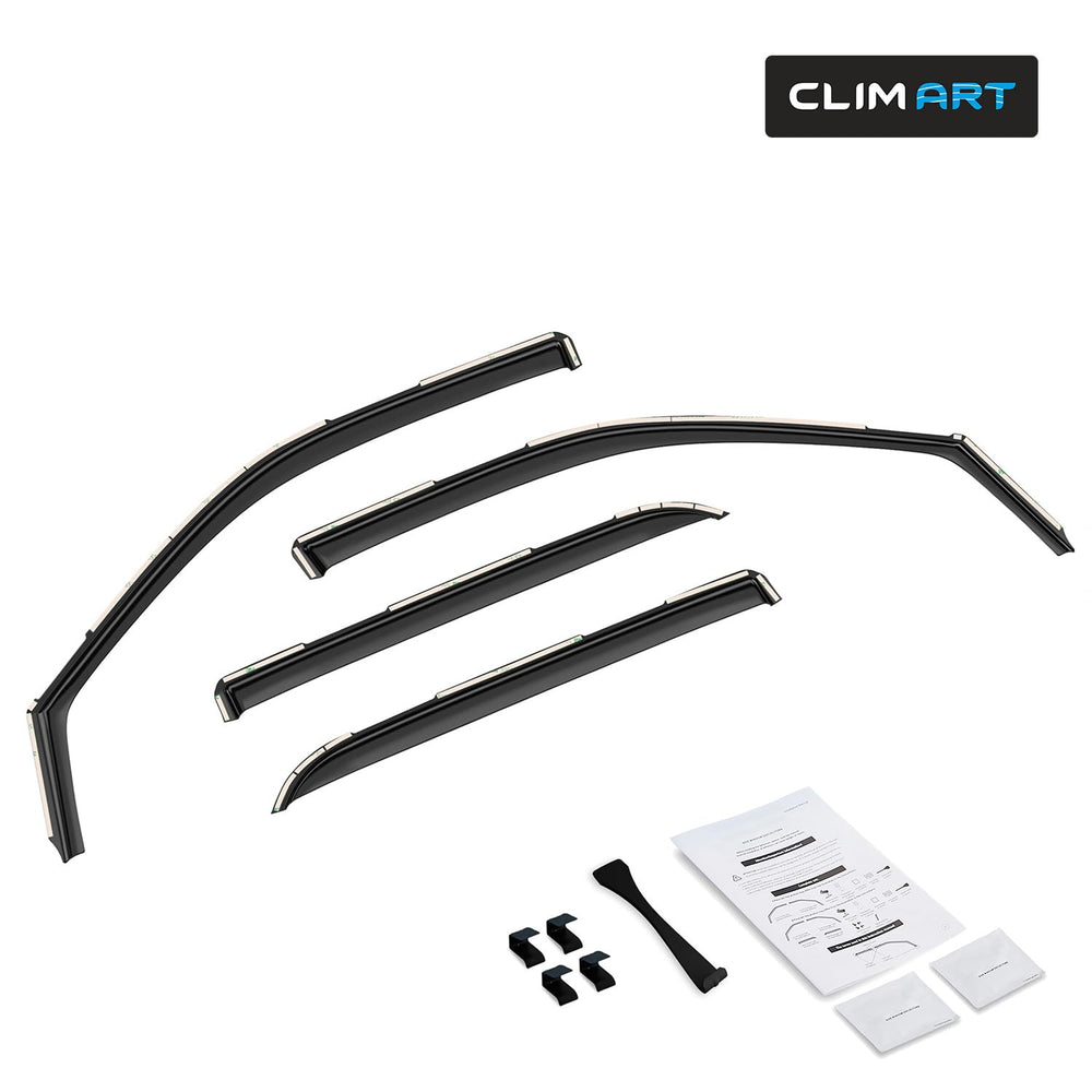 Sleek dark-smoke look enhances truck aesthetics while providing practical window deflection.
