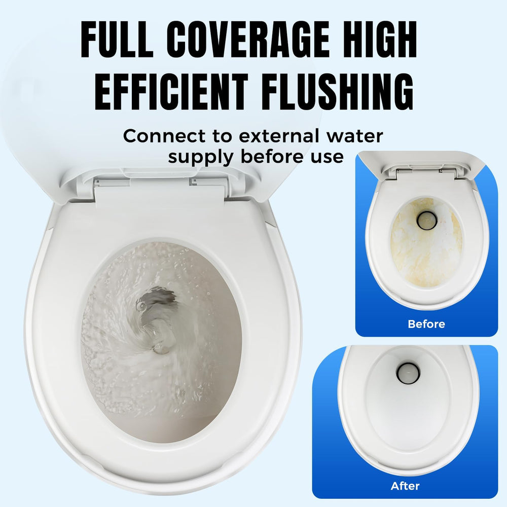 Clirass adjustable water level for water-saving on long trips.