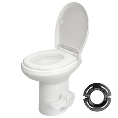 Clirass toilet front view highlights a modern RV bathroom upgrade for comfort on the road.