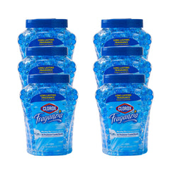 Clorox Fraganzia Morning Sky crystal beads in a jar releasing lasting freshness for home use