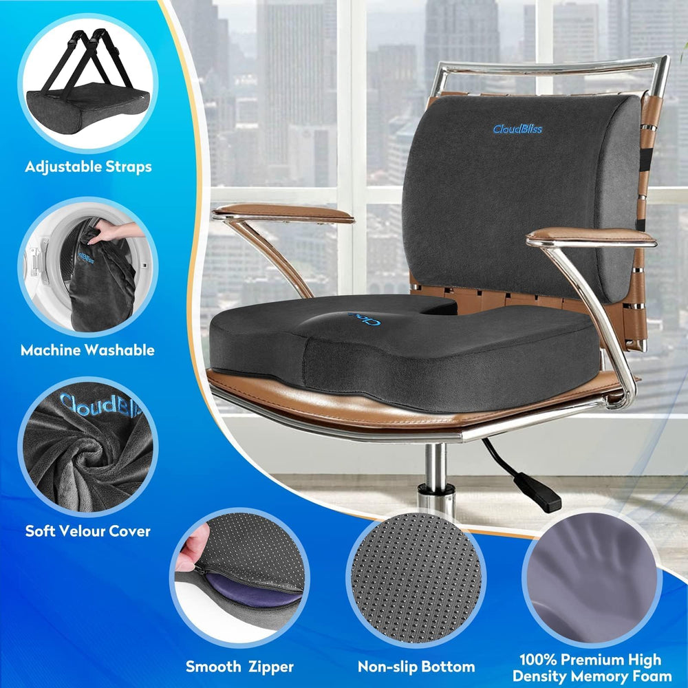 CloudBliss cushion with non-slip bottom stays put on chairs