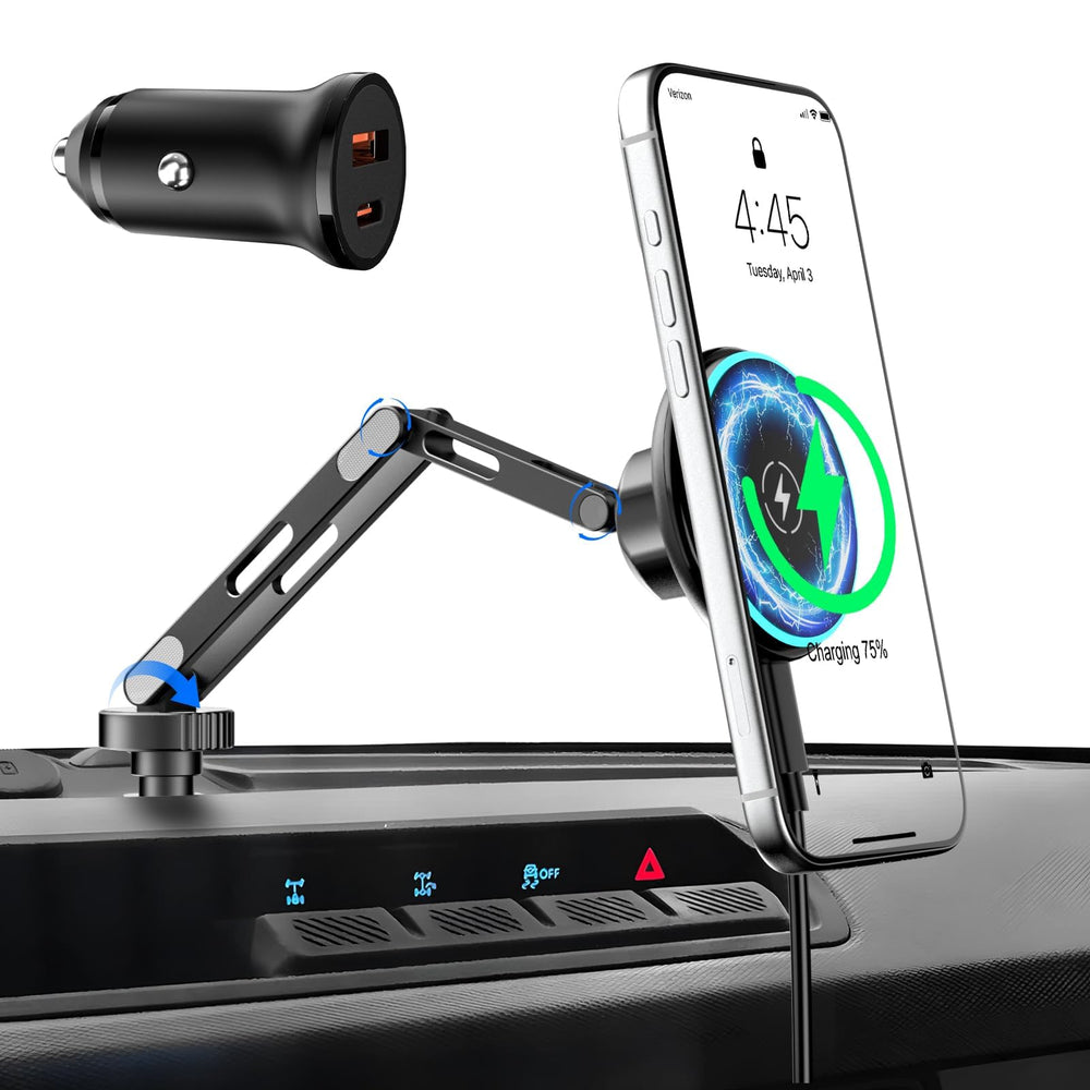 CloudValley 15W magnetic charger for Ford Bronco mounts securely on the dash.