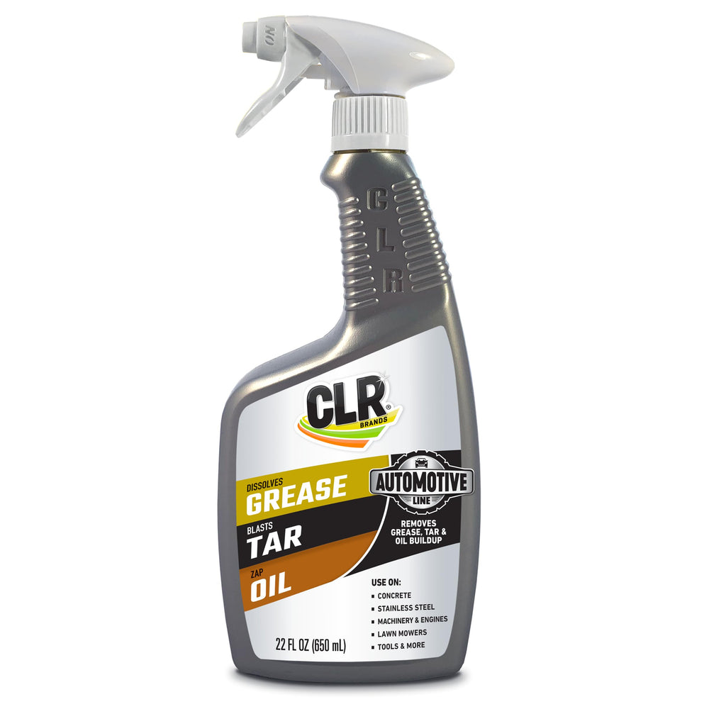CLR Grease Tar Oil Remover spray bottle for fast garage cleanup