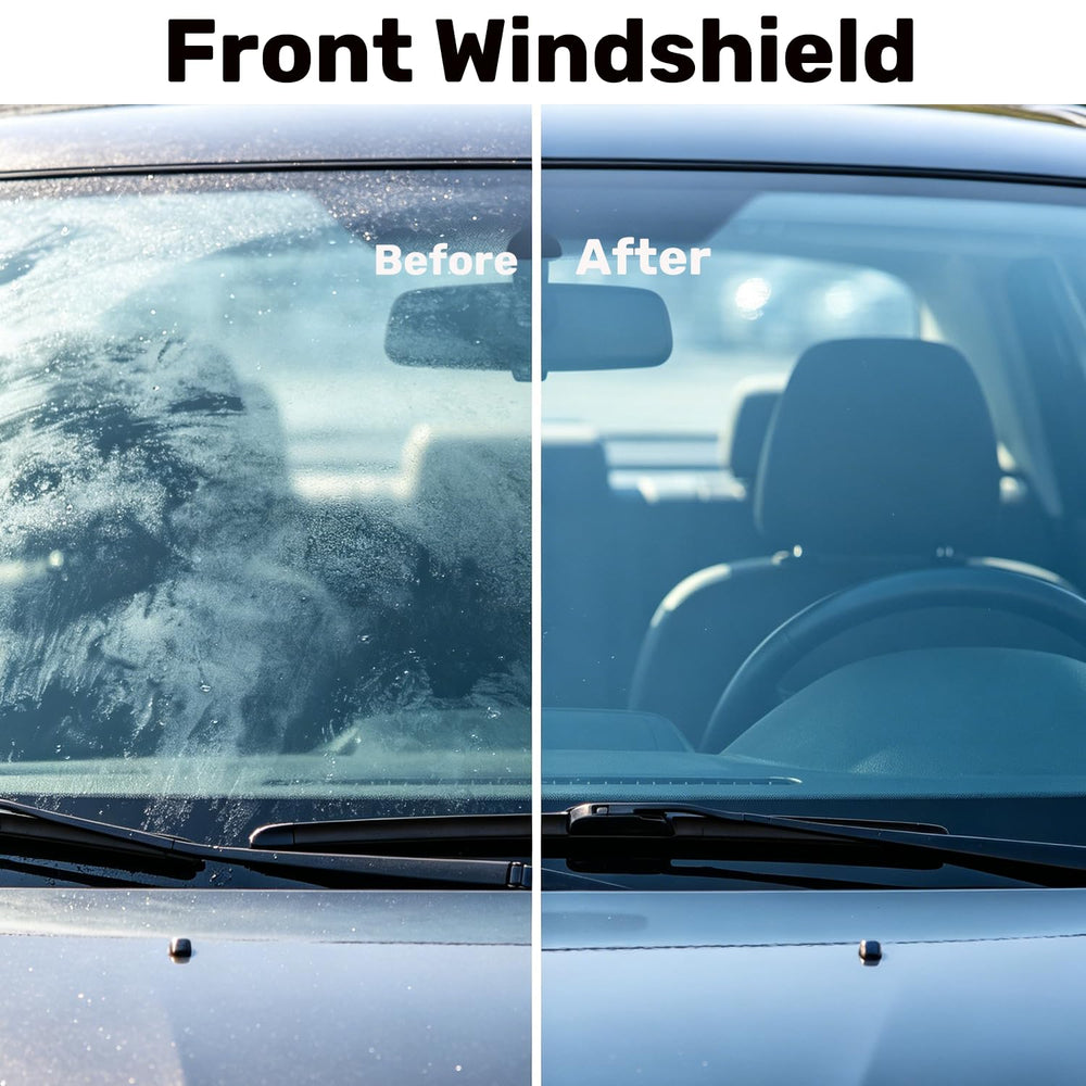 Clussbin handle oil film remover brush provides easy, one-piece windshield cleaning