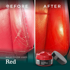 Clydes Recoloring Balm on sofa leather yields renewed richness.