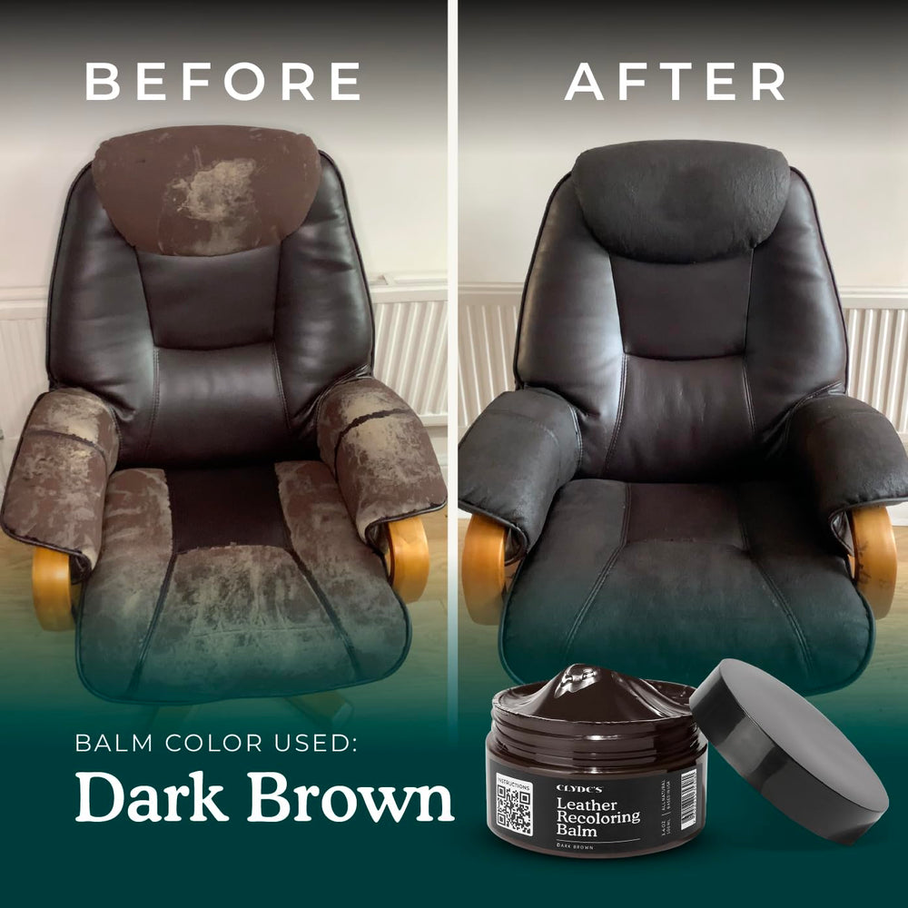 Car seat leather restored with Clyde's Balm for an even tone.