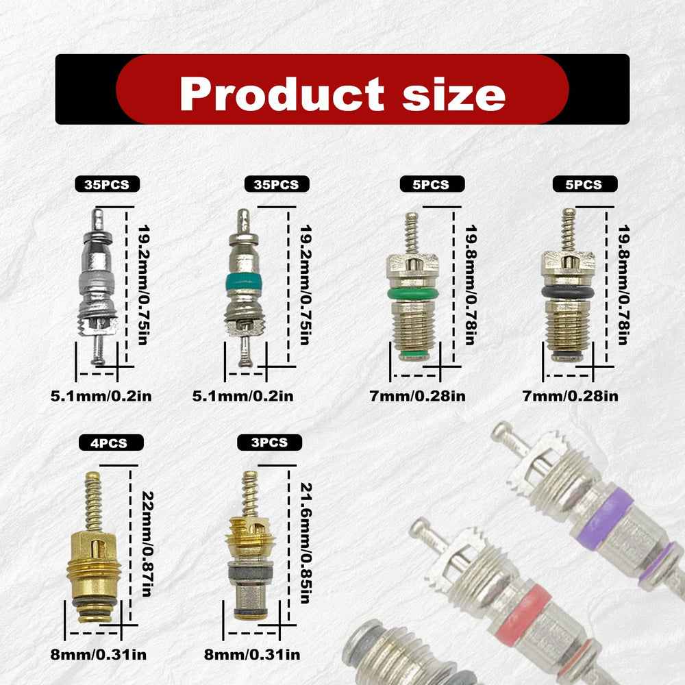 CmeRto valve cores for R12/R134a with corrosion resistance