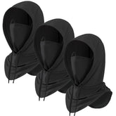 Cmonie balaclava 3-pack black worn as a full-face mask for sun and wind protection