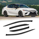 CMVT Auto rain guards on Camry front-left, showcasing airflow protection and rain shielding.
