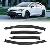 CMVT Auto window visor on Toyota Corolla Sedan, outside-mount, enhances rain protection.