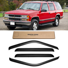 Four-piece CMVT Auto window visors set covers all windows for cohesive protection.