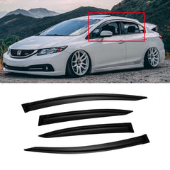 CMVT Auto Honda Civic front-left window visor reduces wind noise and rain intrusion.