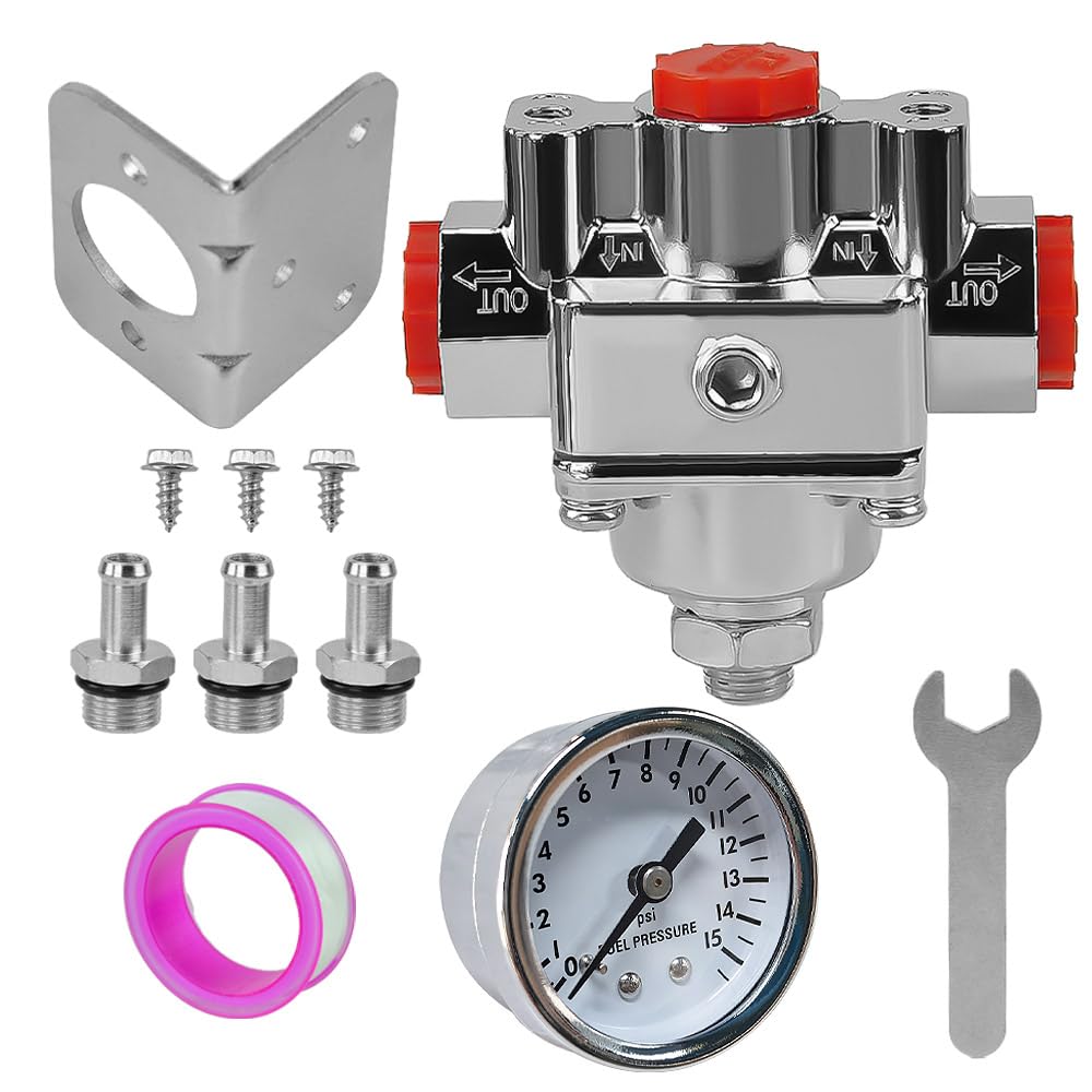 CNPAPC 12-804 adjustable regulator with gauge for Holley and Edelbrock ensures precise fuel pressure.