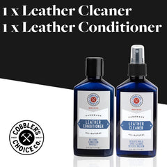 Cobbler's Choice Leather Cleaner foaming action cleans leather surfaces