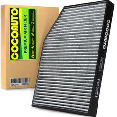 COCOAUTO cabin air filter for BMW X3 packaging shows fitment.