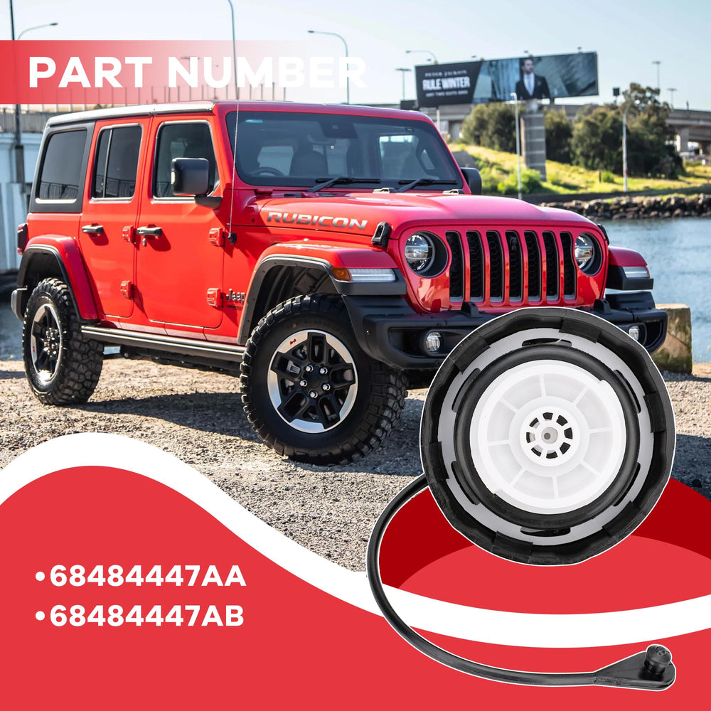 Coimoviol fuel cap seal closeup on Wrangler JL demonstrates weather-resistant sealing