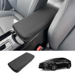 Coleya Prius center console cover front view shows durable waterproof leather.