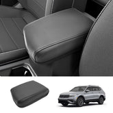 Coleya Tiguan center console cover front view with premium leather and perfect fit