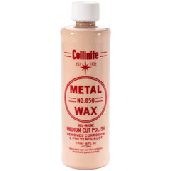 COLLINITE 850 Metal Wax bottle pour demonstrates easy application and quick shine.