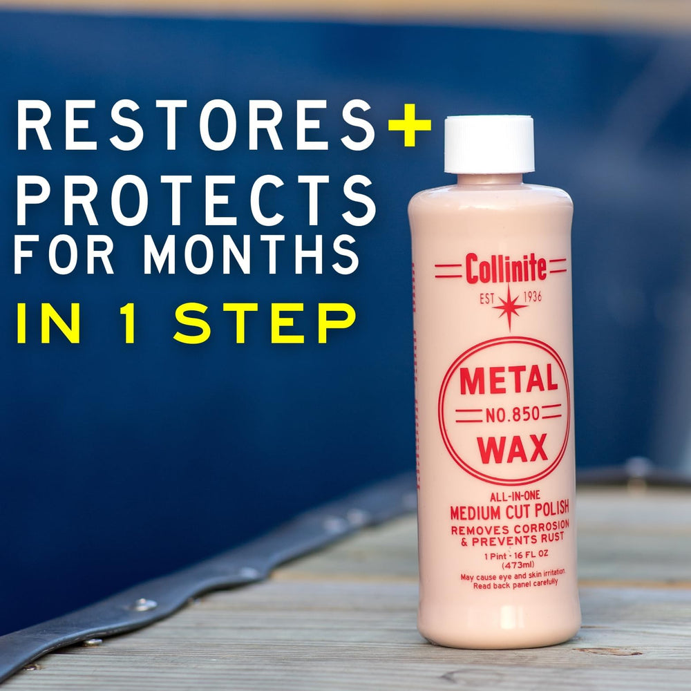 COLLINITE 850 Metal Wax is easy to wipe off during detailing.