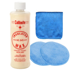 COLLINITE No. 845 bottle on a car detailing setup for durable protection