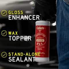 COLLINITE S-845 Weather-guard image shows water beading and dirt resistance.