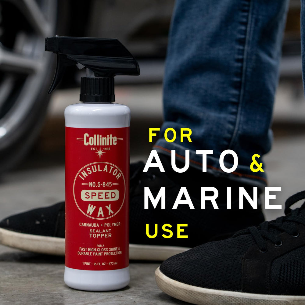 COLLINITE S-845 Wheels-trim-protection image shows shine without staining trim.