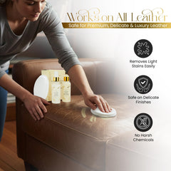Combat Cleaner in-use on designer bag demonstrates safe cleaning