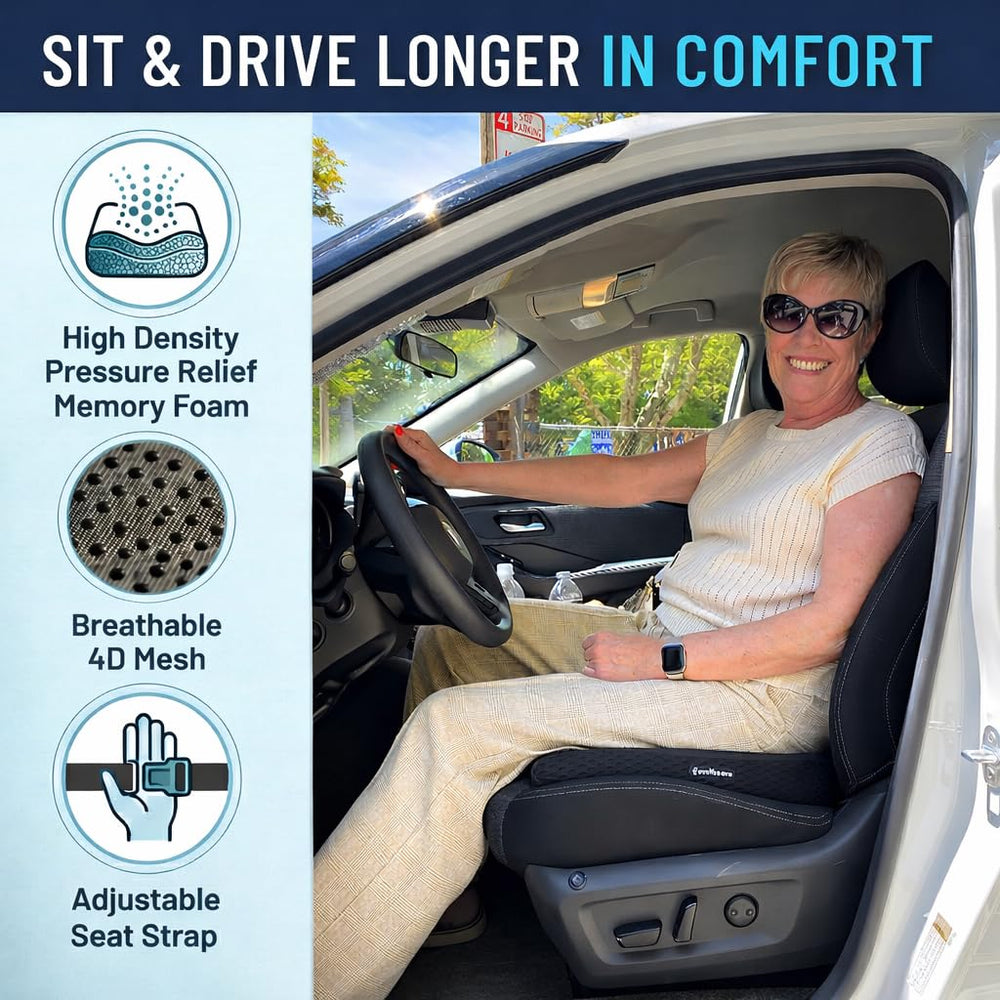 ComfiLumba memory foam cushion contours to the body for long drives.
